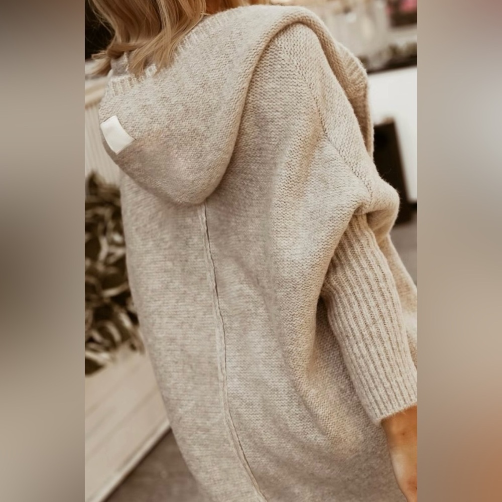 Women's Cream Tan Beige Sweater Cardigan Hoodie NEW L Large